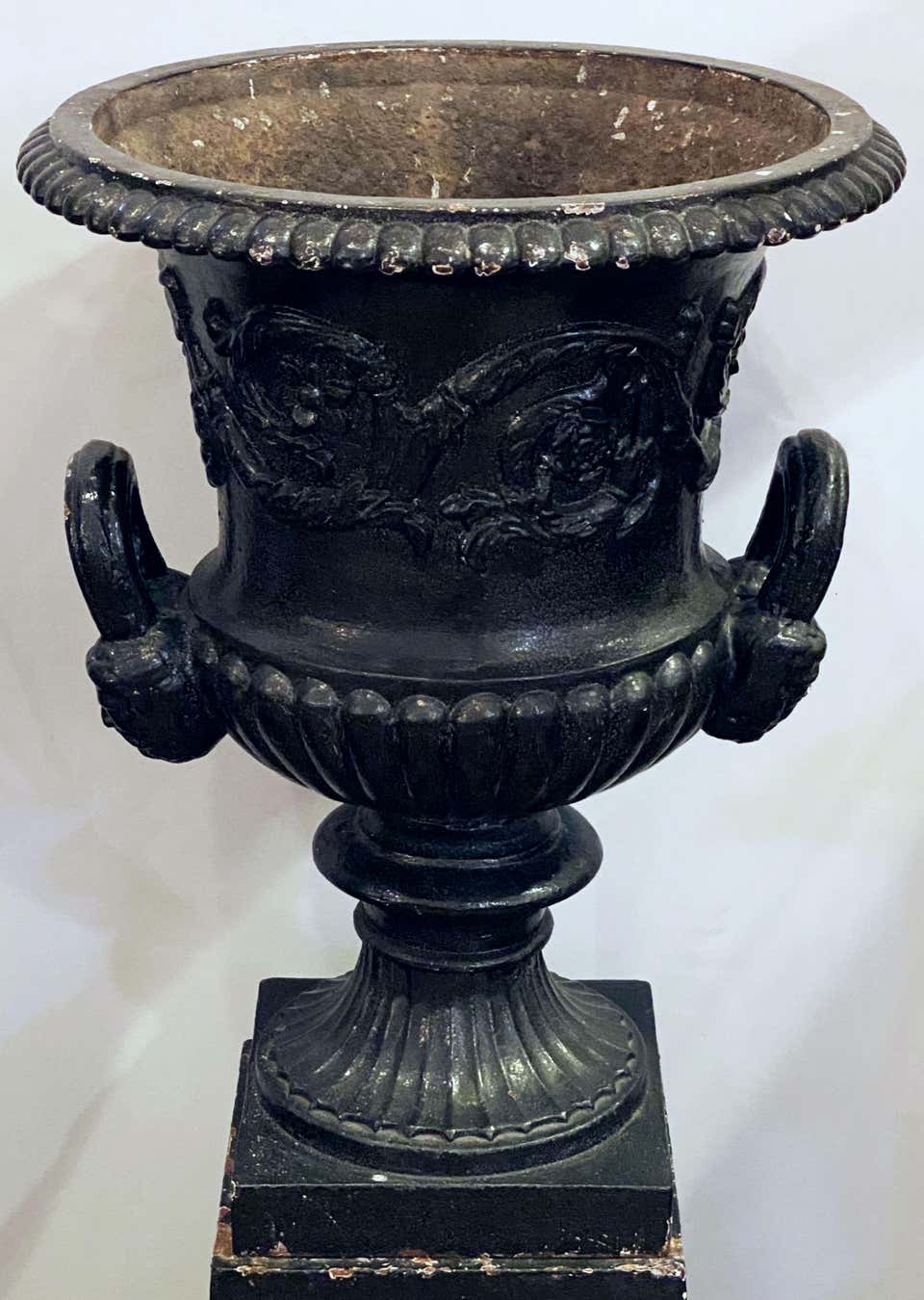 English Cast Iron Urns on Plinths from the Regency Era - Individually